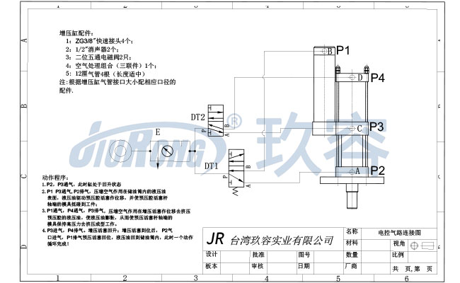 JRA標準型氣液增壓缸電控氣路連接圖 JRA標準型氣液增壓缸電控氣路連接圖