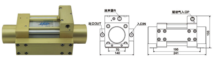單驅動頭雙作用氣液增壓泵外形尺寸 單驅動頭雙作用氣液增壓泵外形尺寸