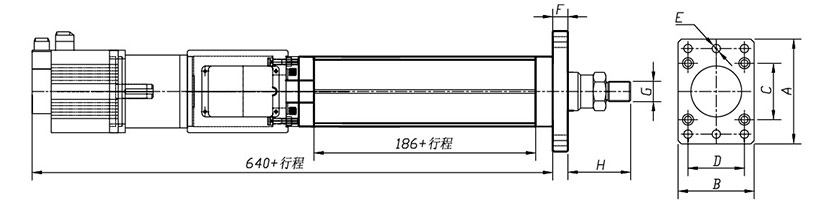 3噸直聯式電動缸安裝外觀尺寸圖 3噸直聯式電動缸安裝外觀尺寸圖