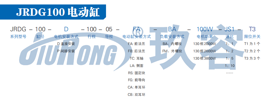 JRDG伺服電動缸選型 JRDG伺服電動缸選型